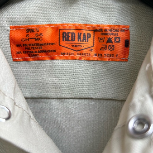 Red Kap Men’s Small Khaki Short Sleeve Button Down Work Shirt with Pockets - Picture 3 of 5